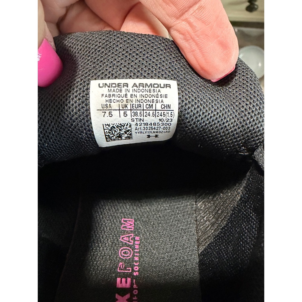 Under Armour Charged Impulse Womens Running Shoes Black Blue Pink Sneakers - Picture 5 of 5